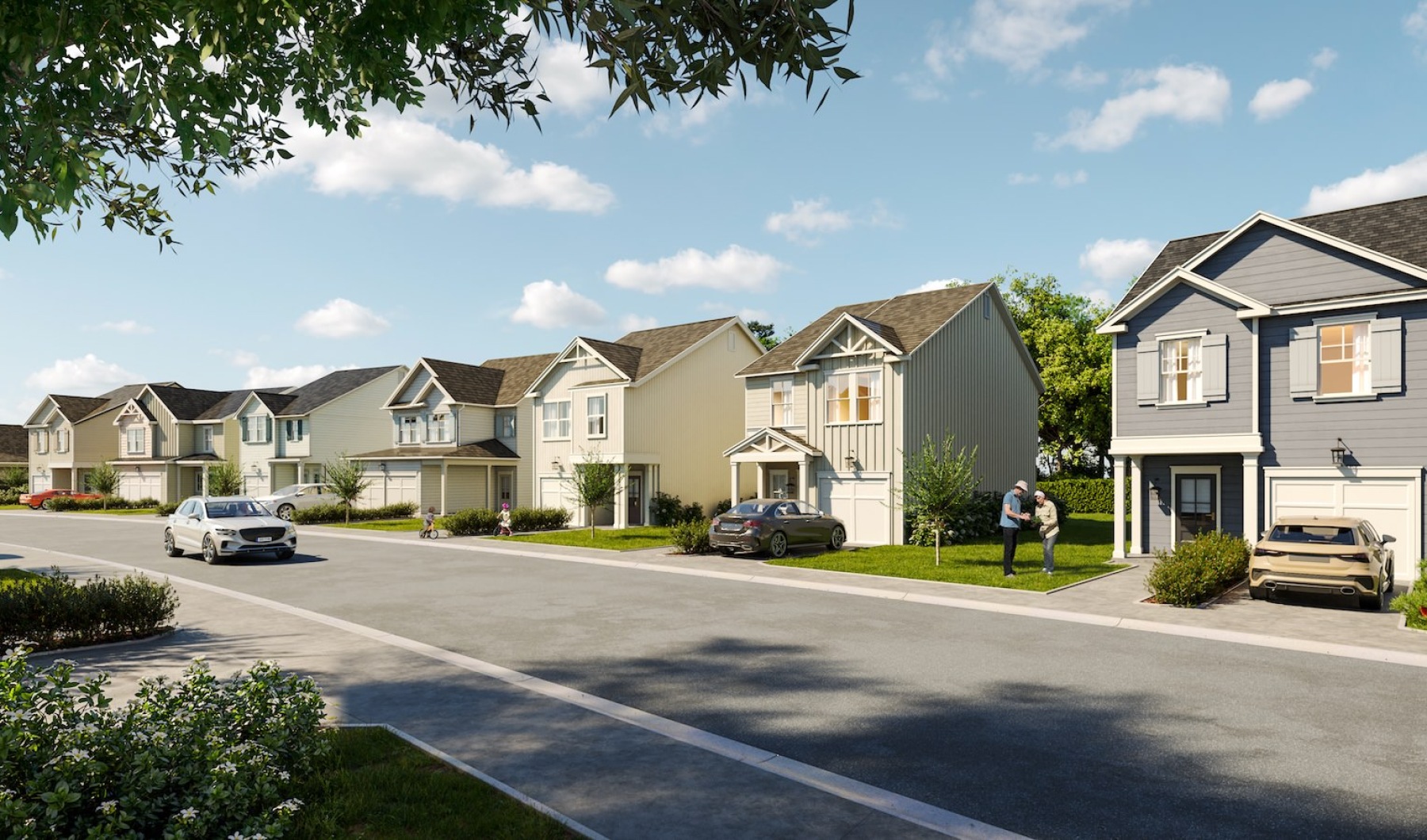 a row of homes on a street